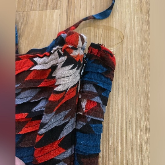 🔥🔥Billabong Red Black Blue Boho Crisscross Back Lined Beach Mini Dress - Picture 4 of 9